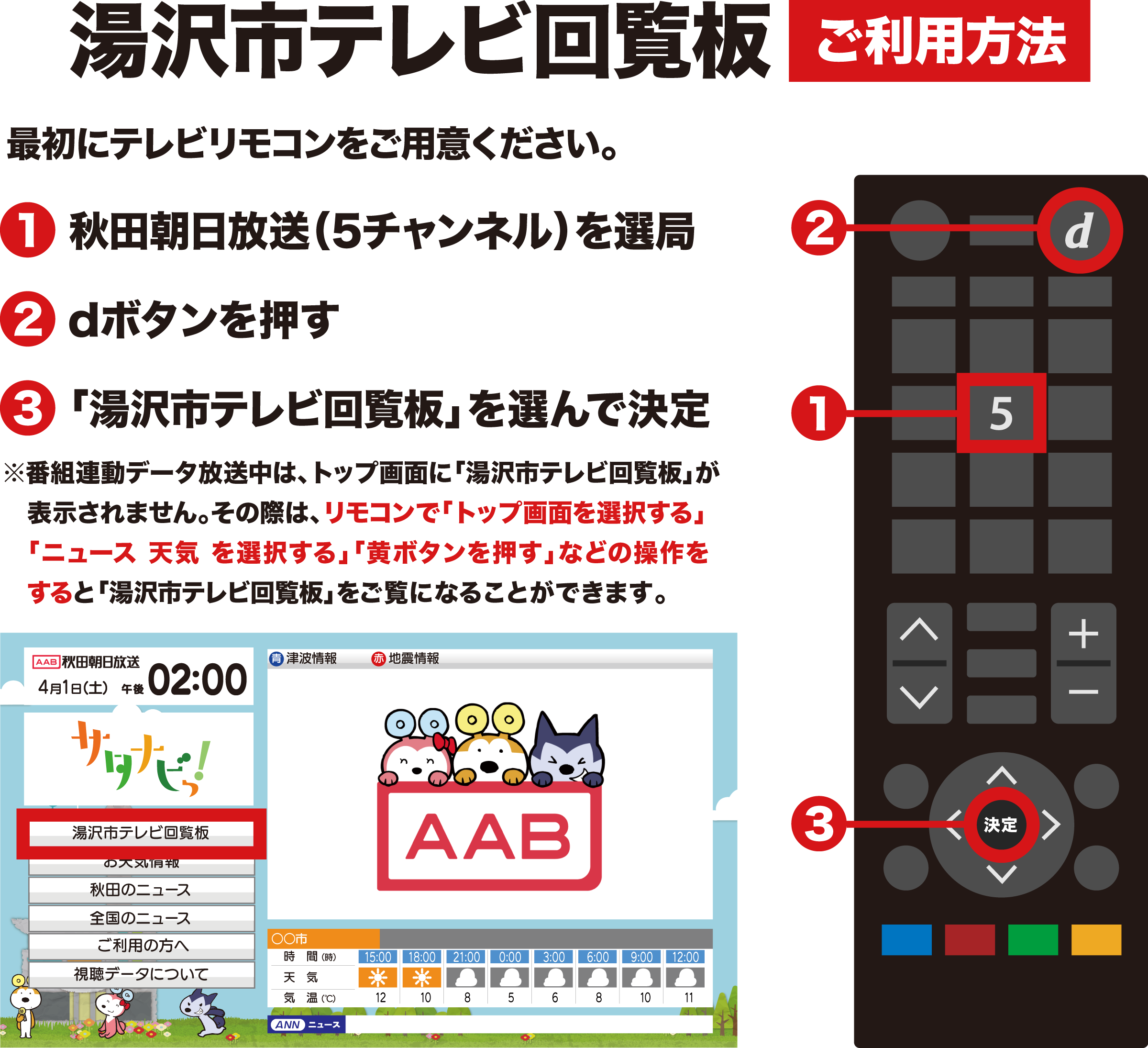 湯沢市テレビ回覧板ご利用方法