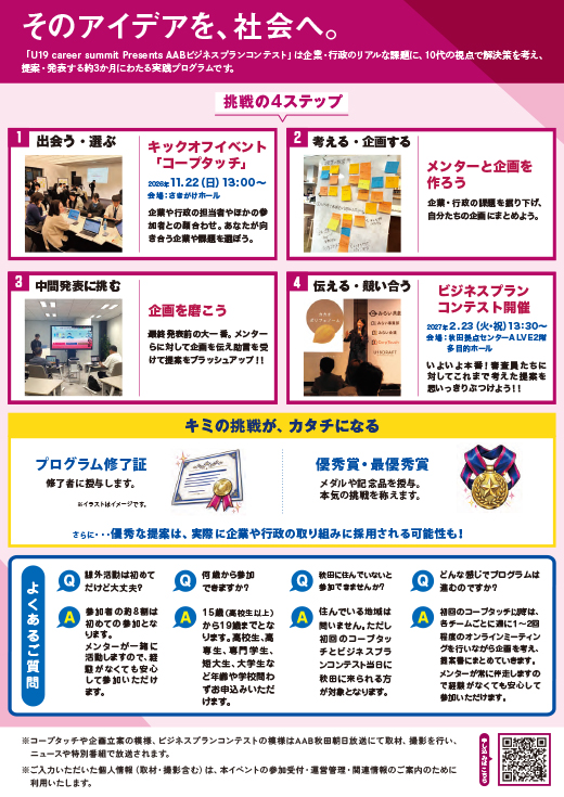 U19 career summit Presents AABビジネスプランコンテスト